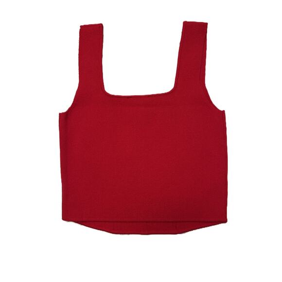 NWT* Hunter & Brown Sleeveless Knit Corset Red Cropped Top-Large - Picture 3 of 9